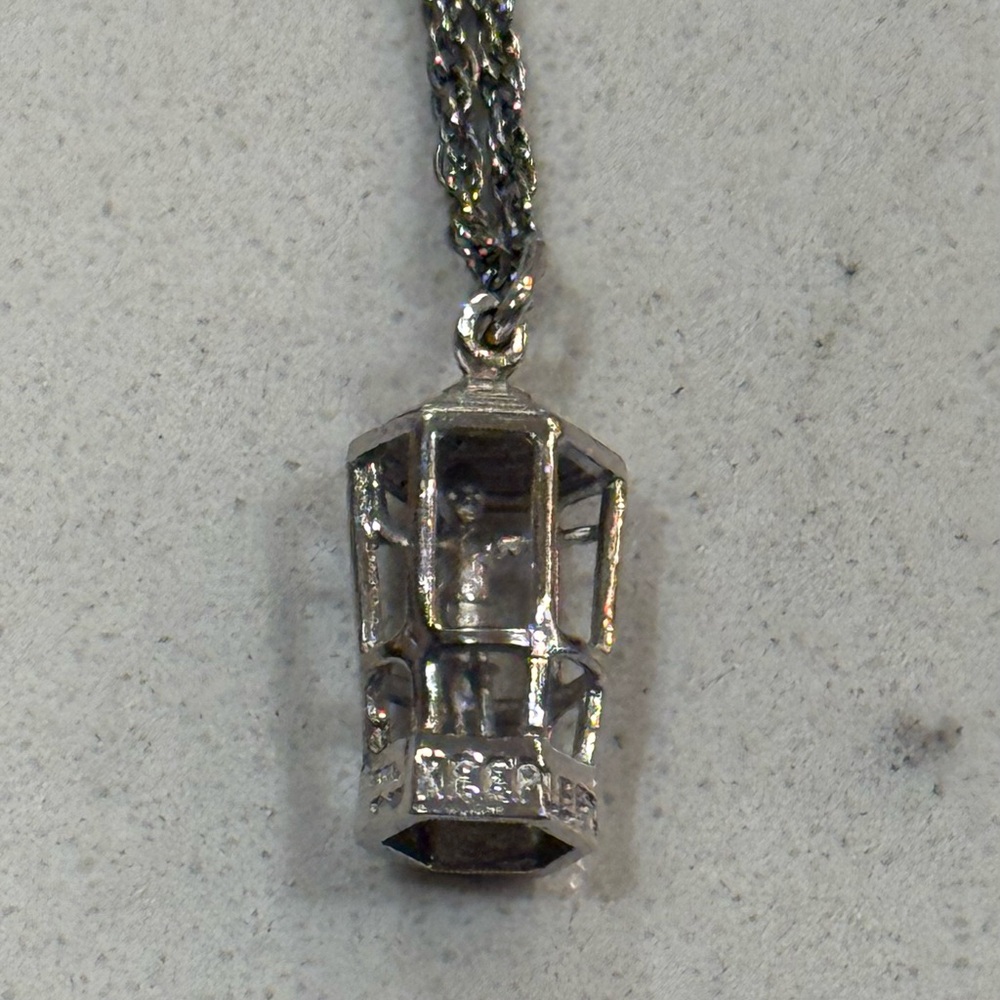 Traffic Cop in 'Bird Cage' Sterling Silver Vintage Charm On‎ Chain